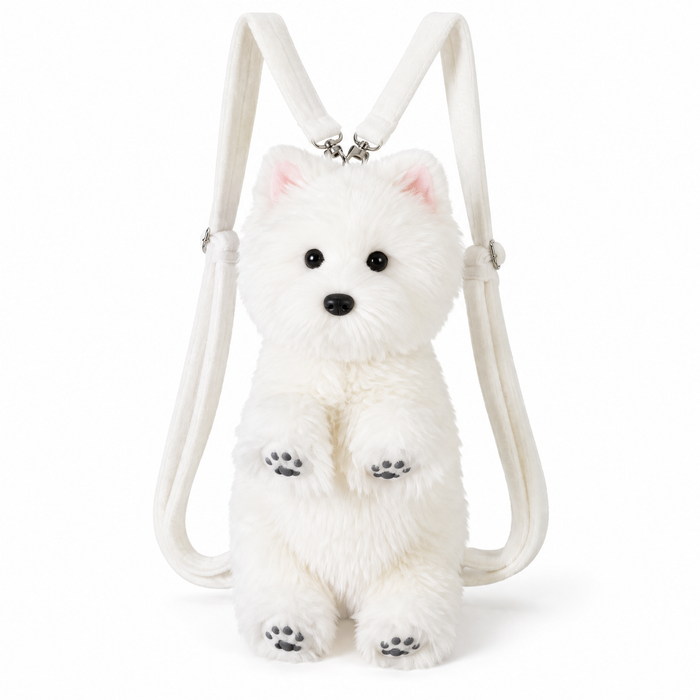 Westie | Plush backpack front view